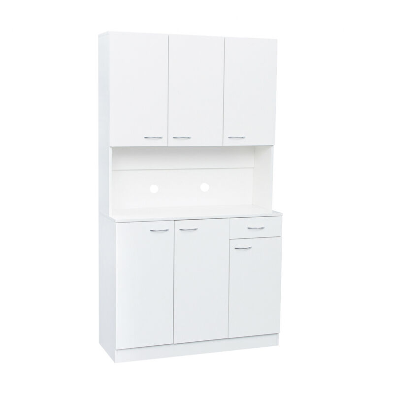 70.87" Tall Wardrobe & Kitchen Cabinet, with 6-Doors, 1-Open Shelves and 1-Drawer for bedroom, White