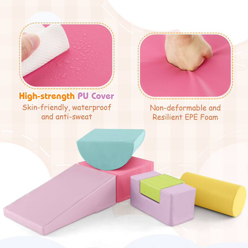 6 Pieces Foam Climbing Blocks Indoor Climb and Crawl Activity Playset with Rectangles