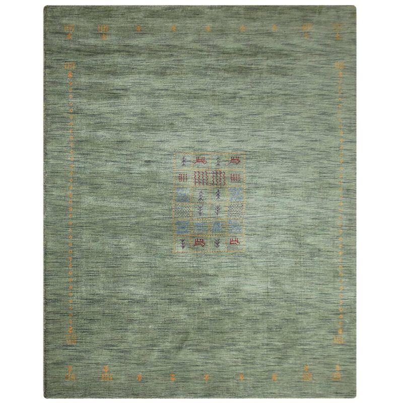 RUGSOTIC CARPETS HAND KNOTTED LOOM WOOL ECO-FRIENDLY AREA RUGS  - 6'x9', Rectangle, Green Color, Contemporary Modern Design, High Pile Thick Handmade Anti Skid Rugs for Living Room (L00583)