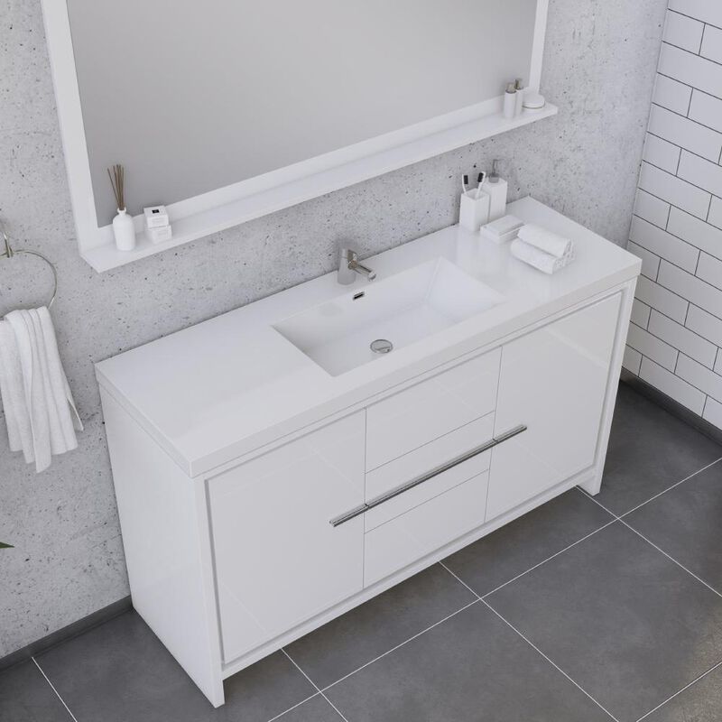 Alya Bath Sortino 60 Modern Single Bathroom Vanity in White