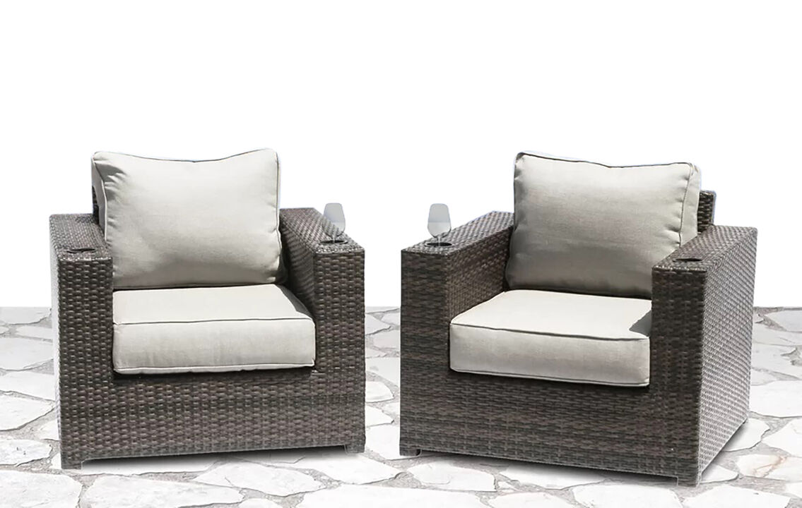 Living Source International Fully Assembled Patio Chair with Cushions (Set of 2) Espresso