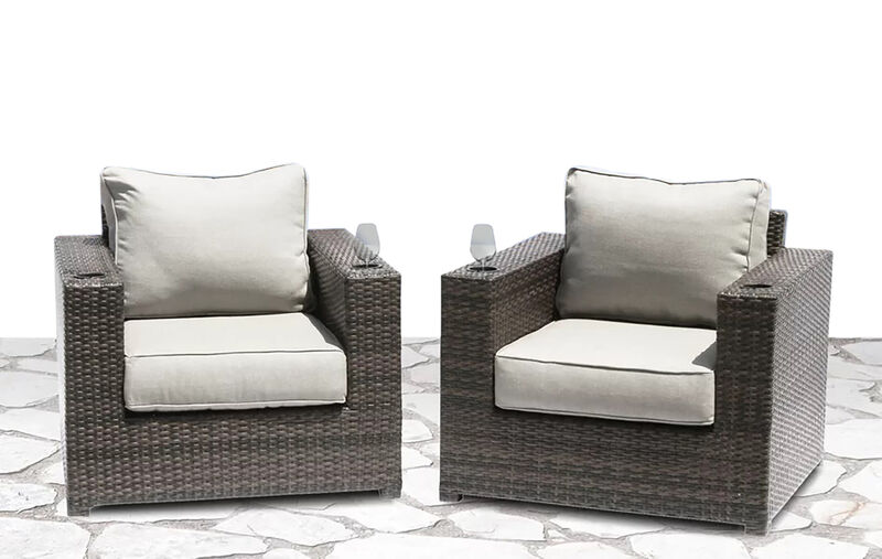 Living Source International Fully Assembled Patio Chair with Cushions (Set of 2) Espresso