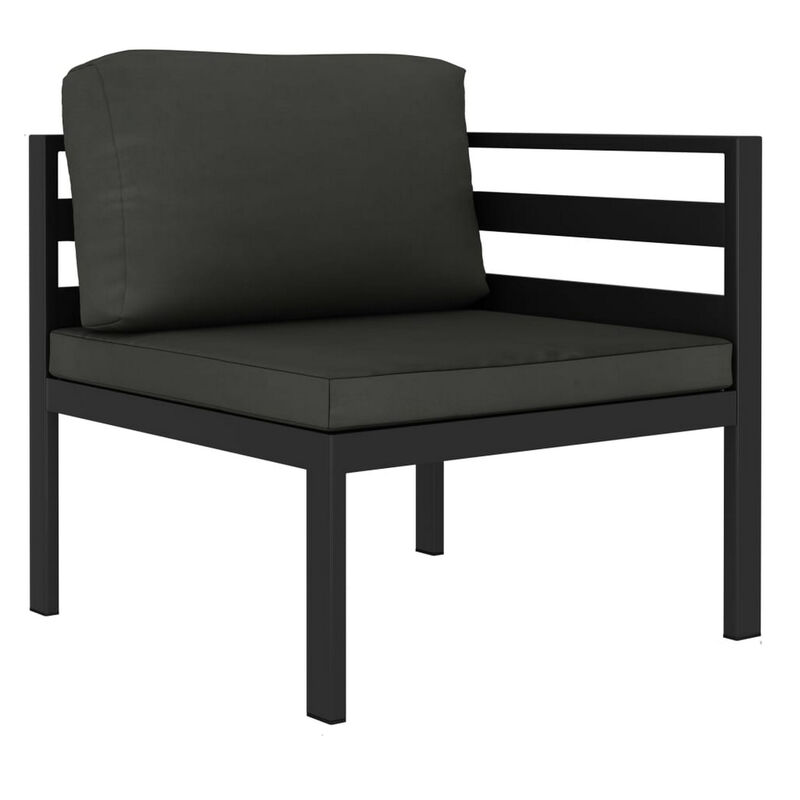 Shina 2pc Modular Outdoor Sofa Set, Black Aluminum, Polyester Fabric - Benzara