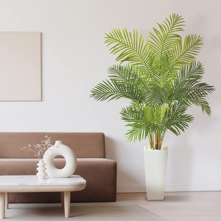 Hivvago 68 Inches Hawaii Palm Artificial Tree in Tall White Planter
