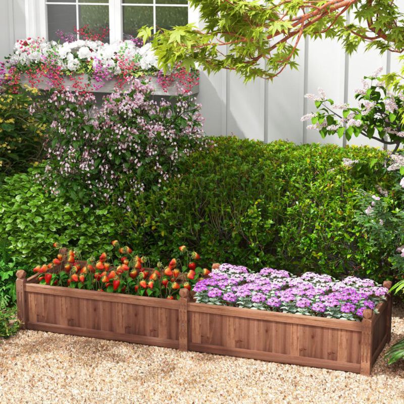 Hivvago 91 x 24 x 16 Inch Divisible Planter Box with Corner Drainage and Non-woven Liner for Growing Vegetables