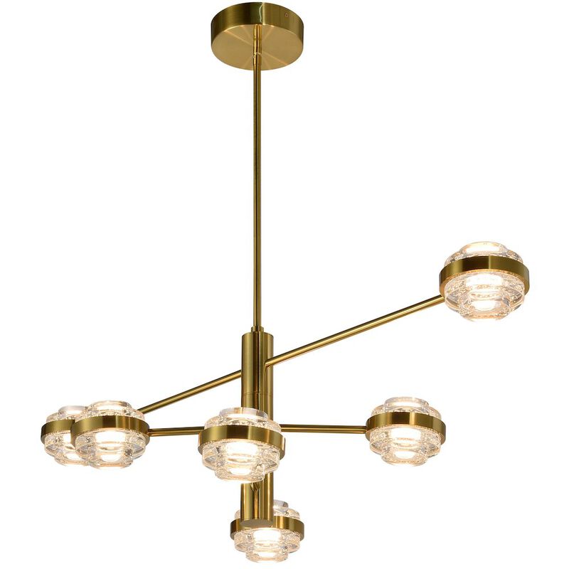 VONN Lighting 6-Light Pendant Lighting Integrated LED Chandelier in Antique Brass