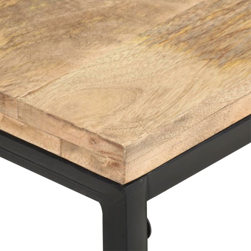 vidaXL Rectangular Coffee Table with Storage Shelf - Solid Mango Wood and Iron - Rustic Brown Farmhouse Style