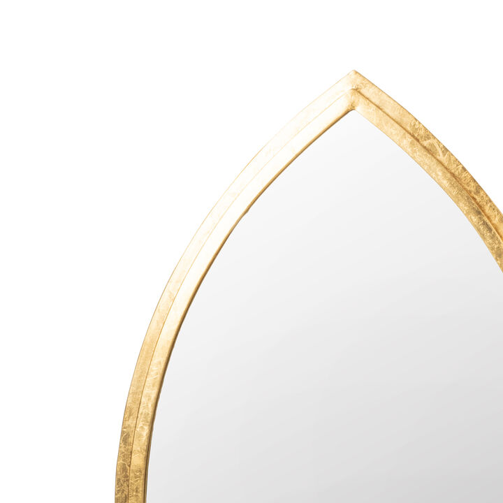 Oval Shape Metal Frame Wall Mirror, Gold-Benzara