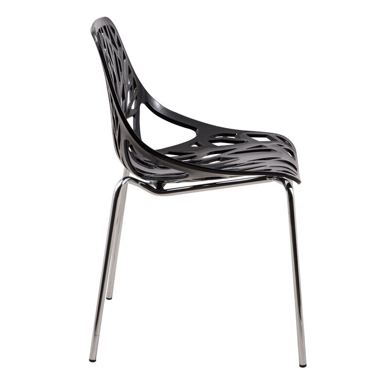 LeisureMod Asbury Dining Stackable Chair in Polypropylene Seat and Chrome Legs Set of 2