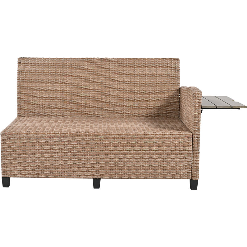 Merax Outdoor Patio Rattan Sectional Sofa Table Bench Set