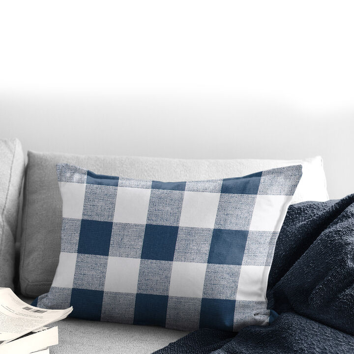 6ix Tailors Fine Linens Lumberjack Check Indigo/White Decorative Throw Pillows