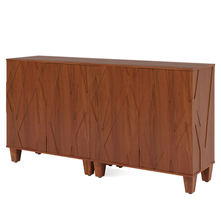 Sideboard Buffet Storage Cabinet, Retro Kitchen Sideboard Cabinet with Adjustable Shelves 55" Accent Cabinet with Doors for Living Room, Storage Lockers