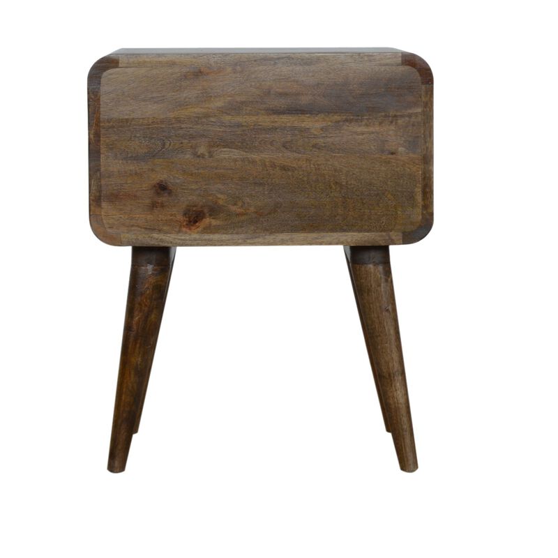 Curved Classic Grey Washed Solid Wood 2 Drawer   NightStand