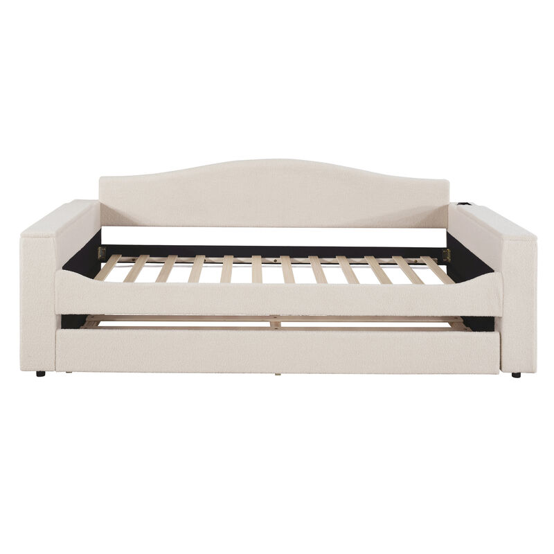 Merax Upholstered Daybed with Storage Armrests