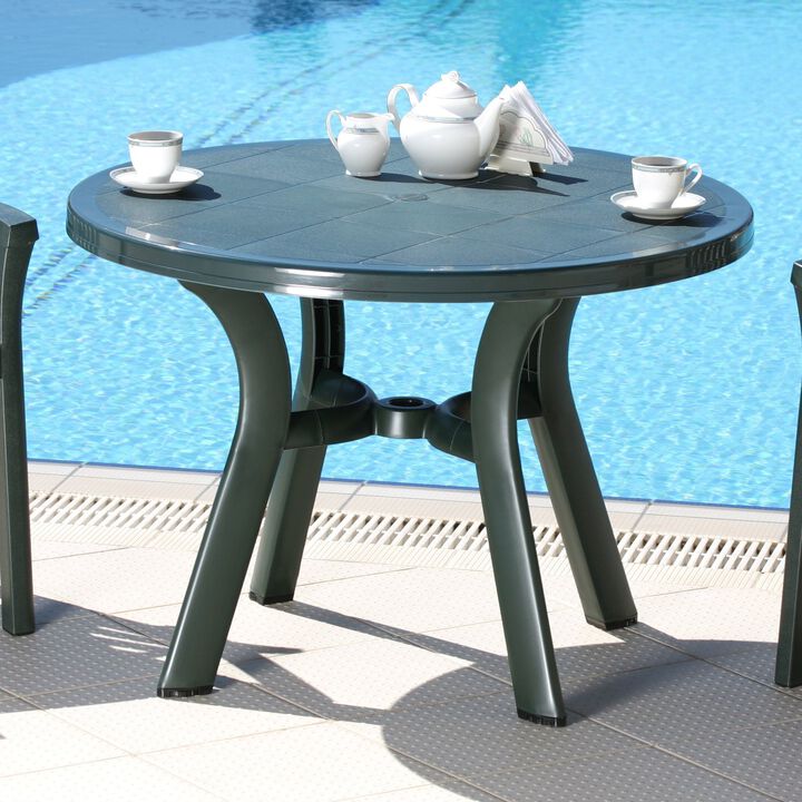 42" Teak Brown Round Outdoor Patio Dining Table