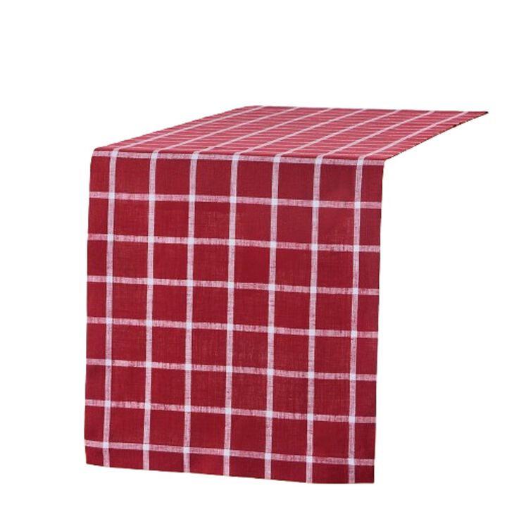 Solino Home 100% Pure Linen Table Runner 14 x 108 Inch | Windowpane