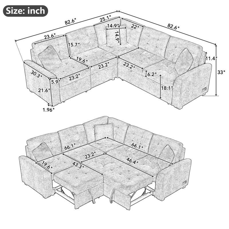 Merax Pull-out Sleeper Sofa with Wheels