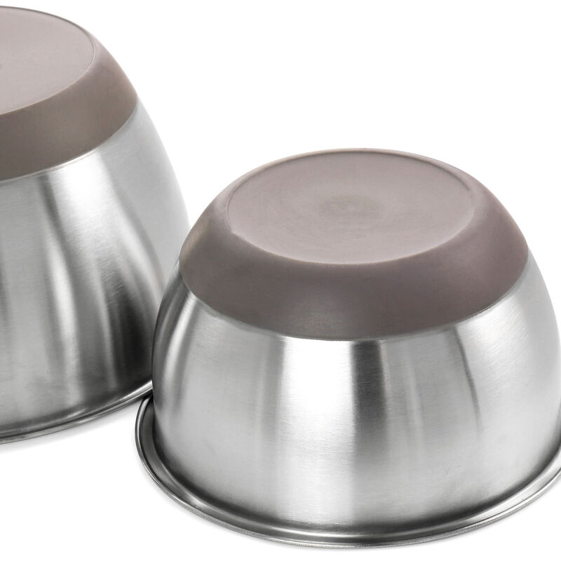 Martha Stewart 3 Piece Stainless Steel Mixing Bowl Set with Lids in Taupe