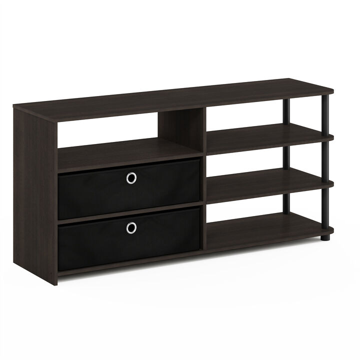 Furinno Furinno JAYA Simple Design TV Stand for up to 50-Inch with Bins, Walnut, 15078WNBK