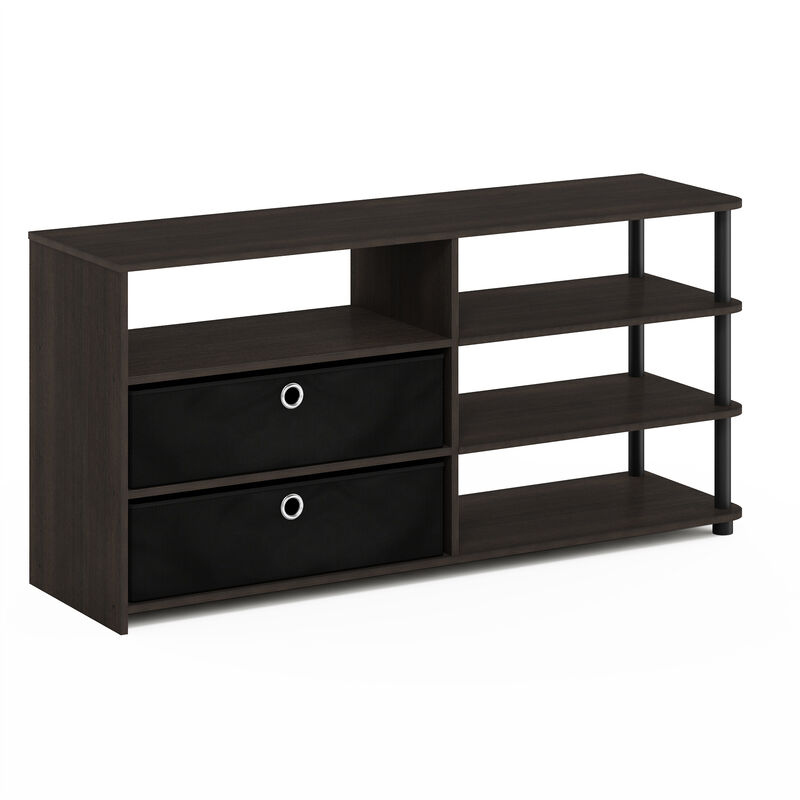 Furinno Furinno JAYA Simple Design TV Stand for up to 50-Inch with Bins, Walnut, 15078WNBK