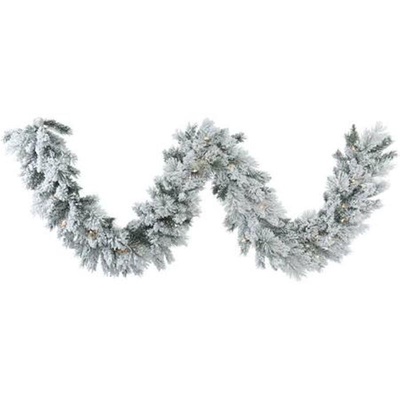 Vickerman  9 ft. x 14 in. Flock Kiana Garland with 100 Warm White Dura Light