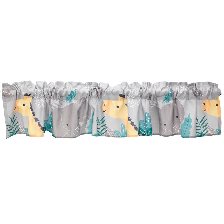 Bedtime Originals Mighty Jungle Gray Elephant/Giraffe Window Valance
