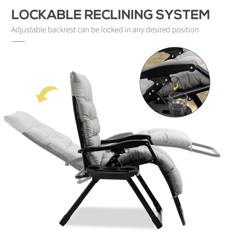 Outdoor Relaxer: Reclining Chair with Cup Holder and Cushion