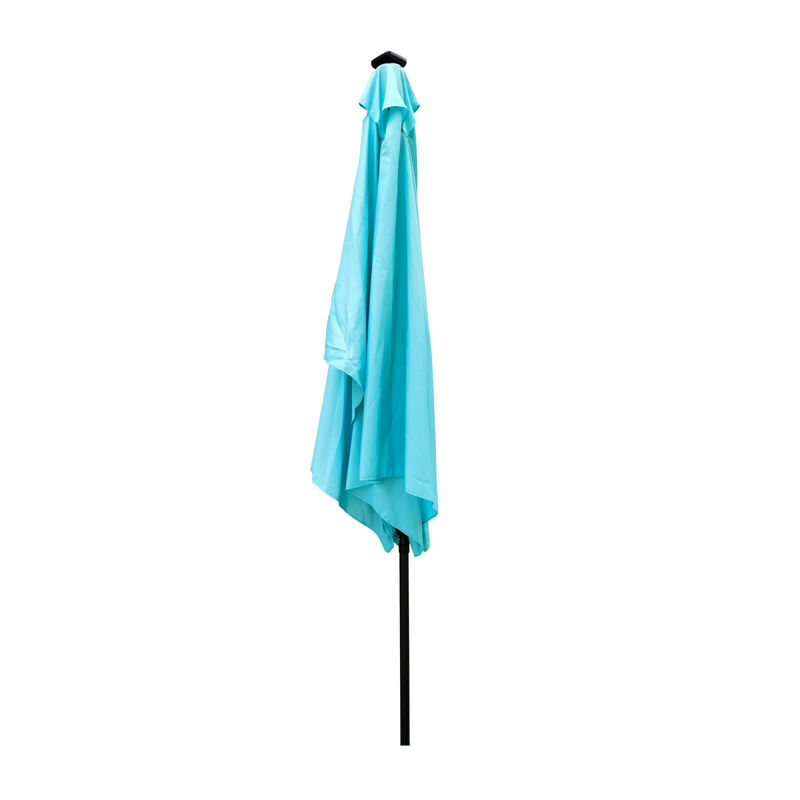Solar LED Patio Umbrella: Crank, Tilt, 10x6.5 ft