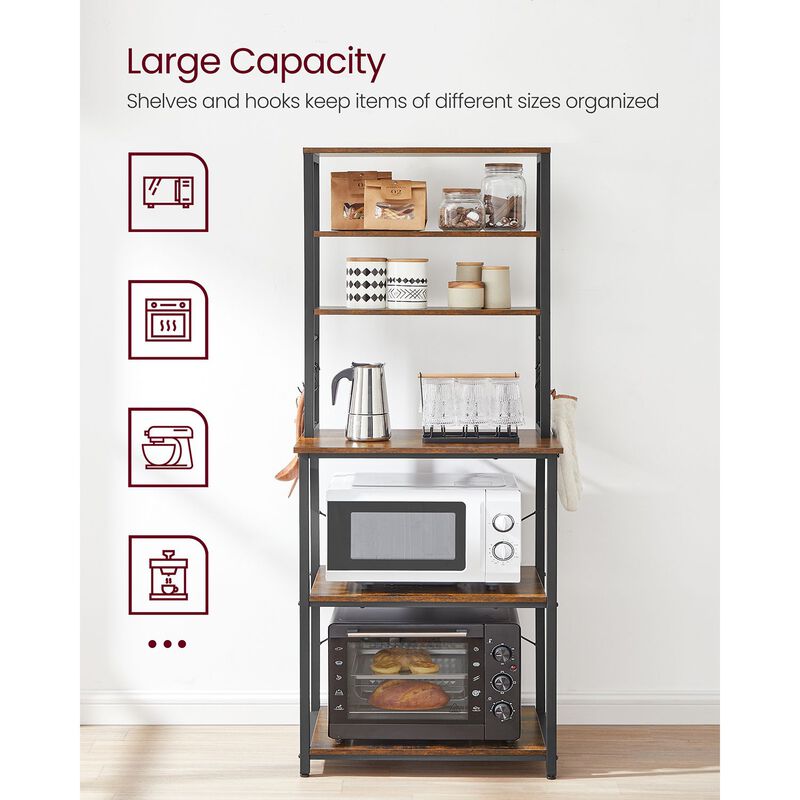 Baker's Rack with Shelves & Hooks