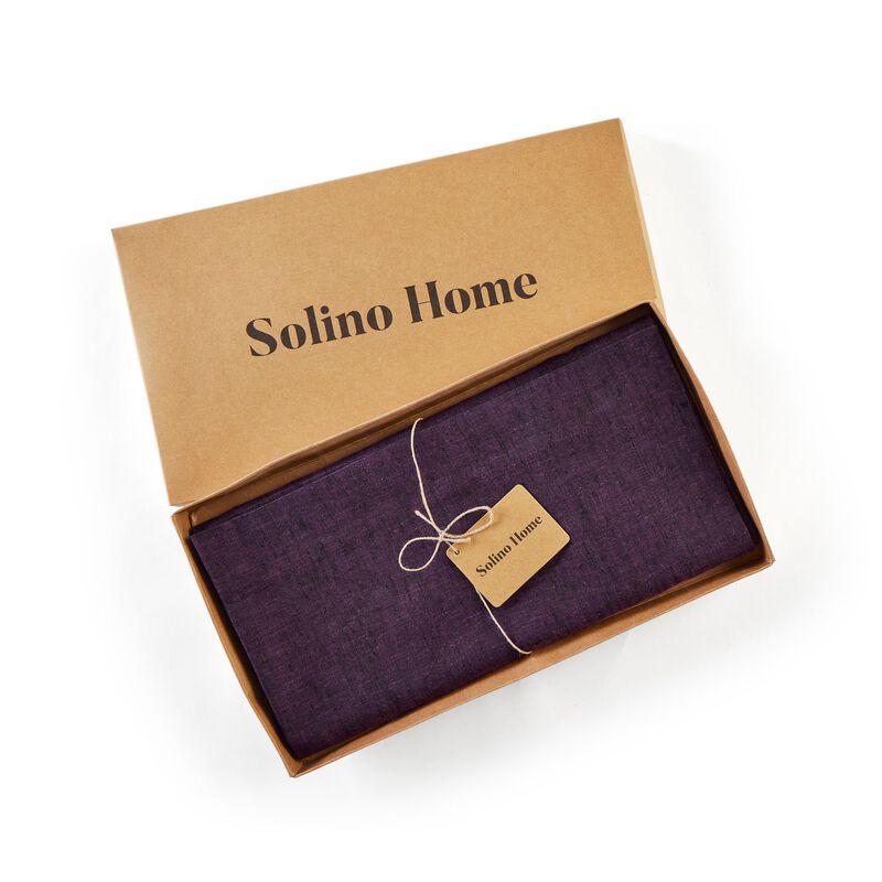 Solino Home 100% Pure Linen Table Throw 52 x 52 Inch | Athena