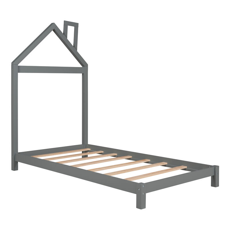 Merax Wood Platform Bed with House-shaped Headboard
