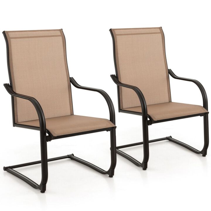 Hivvago 2 Pieces C-Spring Motion Patio Dining Chairs with Breathable Fabric