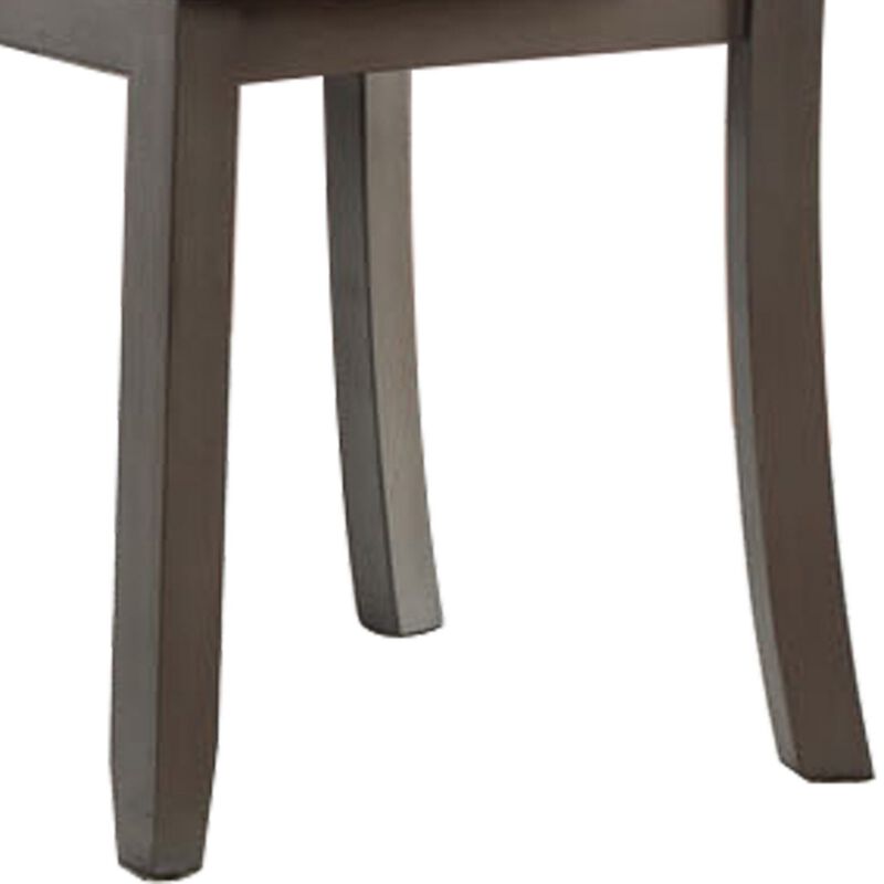 Kate 22 Inch Dining Side Chair Set of 2, Wood, Slatted Backrest, Brown - Benzara