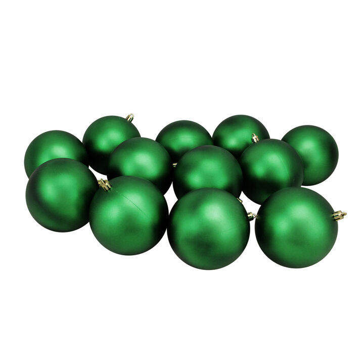 12ct Xmas Green Shatterproof Matte Christmas Ball Ornaments 4" (100mm)