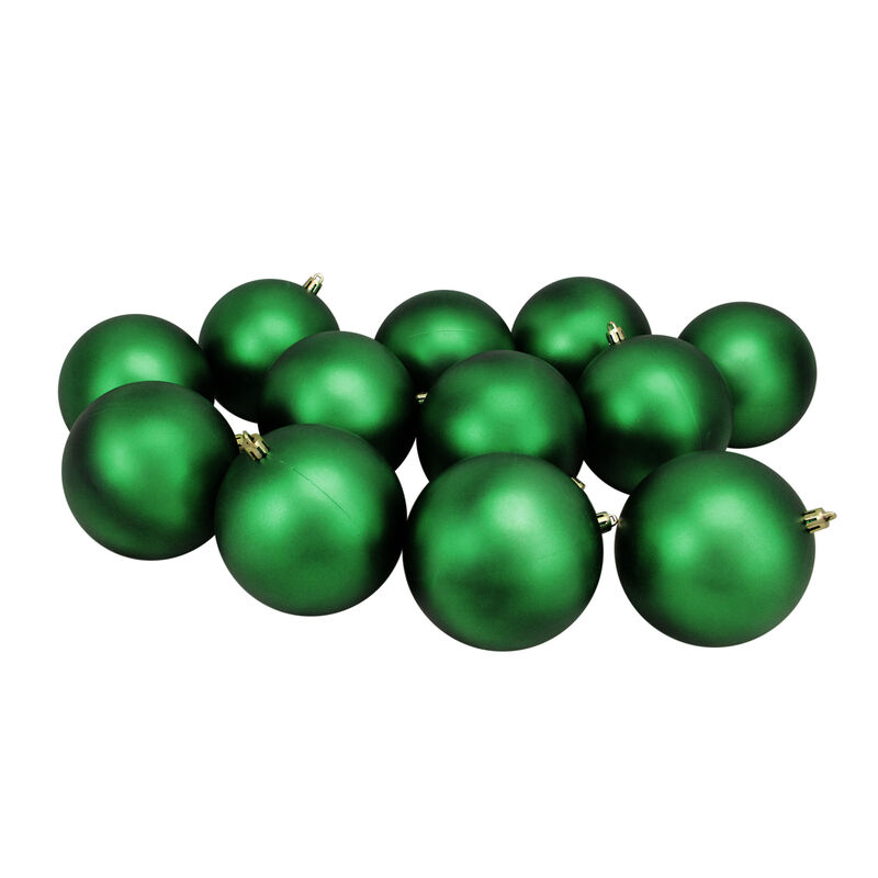 12ct Xmas Green Shatterproof Matte Christmas Ball Ornaments 4" (100mm)