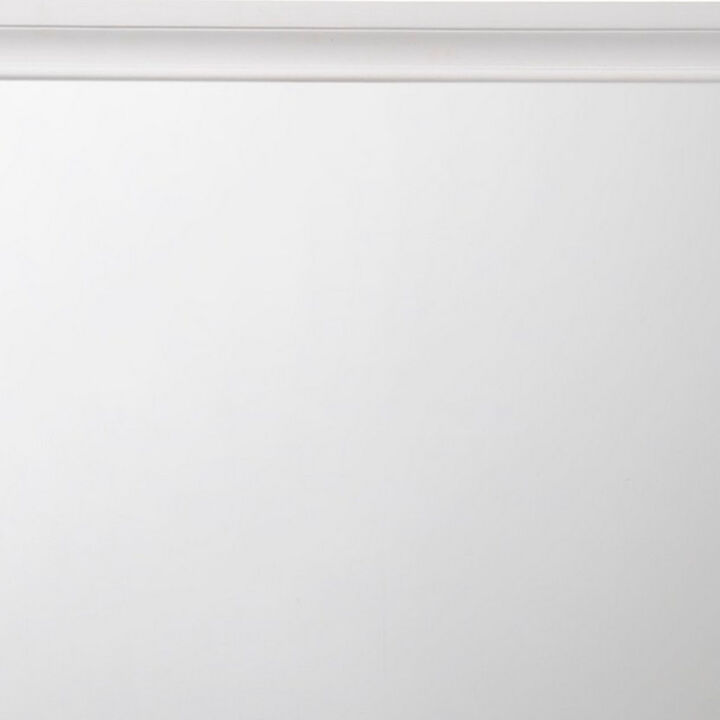 Wooden Rectangular Wall Mirror with Beveled Edges, White-Benzara