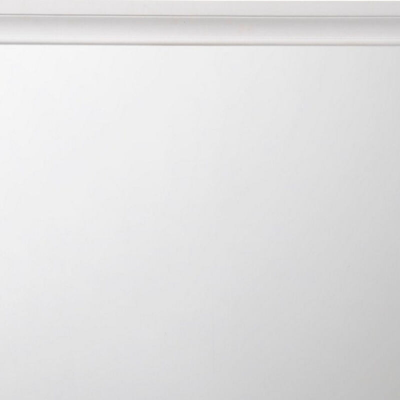 Wooden Rectangular Wall Mirror with Beveled Edges, White-Benzara