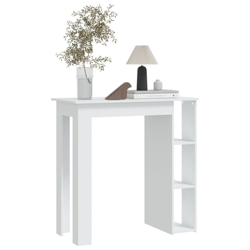 vidaXL Bar Table with Shelf White 40.2"x19.7"x40.7" Chipboard