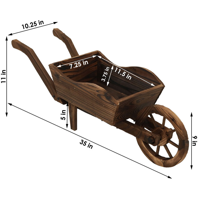 Sunnydaze Natural Wooden Fir Decorative Wheelbarrow Garden Planter