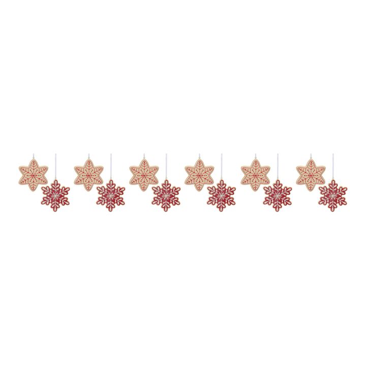 Gingerbread Snowflake Christmas Ornament for Holiday Tree Decoration (Set of 12)