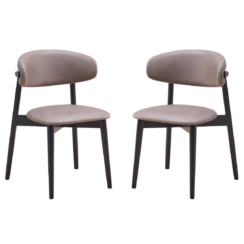 Anae 23 Inch Side Dining Chair Set of 2, Turned Legs, Gray Fabric, Black - Benzara