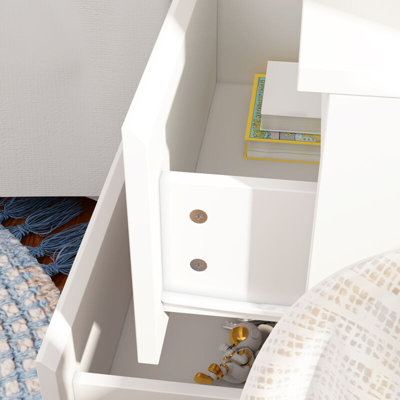 2-Drawer White Nightstands Side Table Bedside Table 18.9 in. H x 15.7 in. W x 11.6 in. D