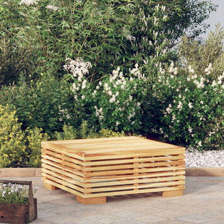 vidaXL Outdoor Patio Coffee Table - Solid Teak Wood - Weather Resistant - Easy Assembly - Stylish Design - Brown Cream - 27.4"x27.4"x12.2"