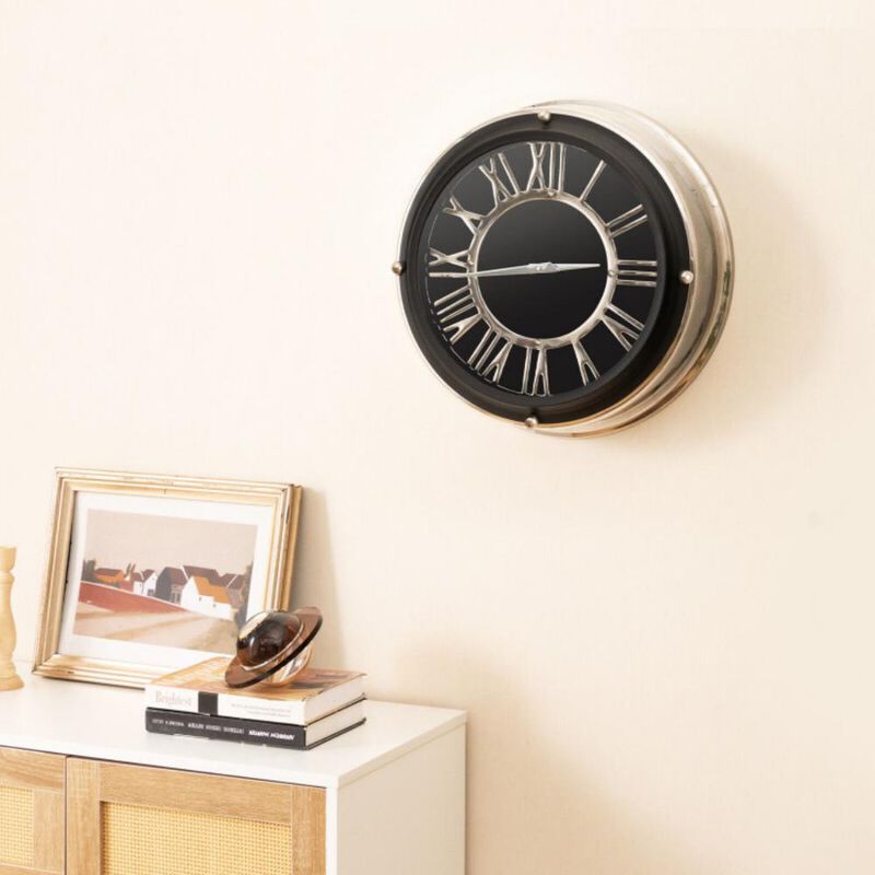 Hivvago 13.5/17.5 Inch Silent Wall Clock with Silver Frame
