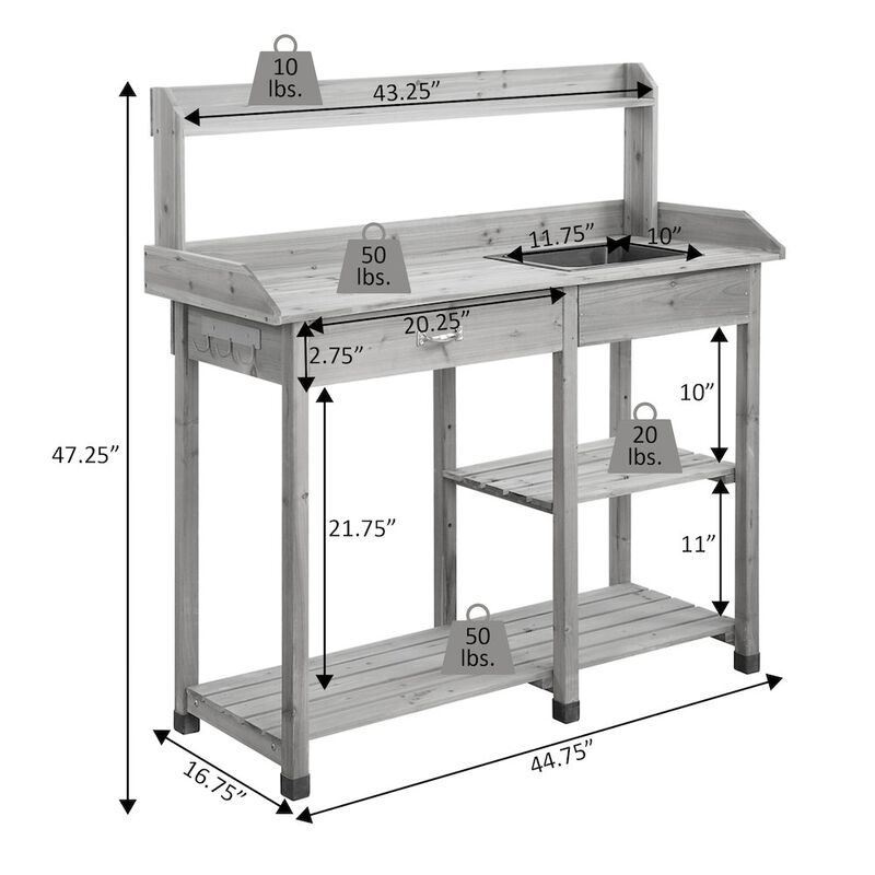Convience Concept, Inc. Deluxe Potting Bench with Drawer and Shelves