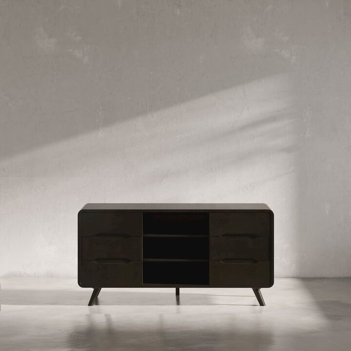 Jofran Marlowe Mid-Century Modern 64 Curved Media Console TV Stand