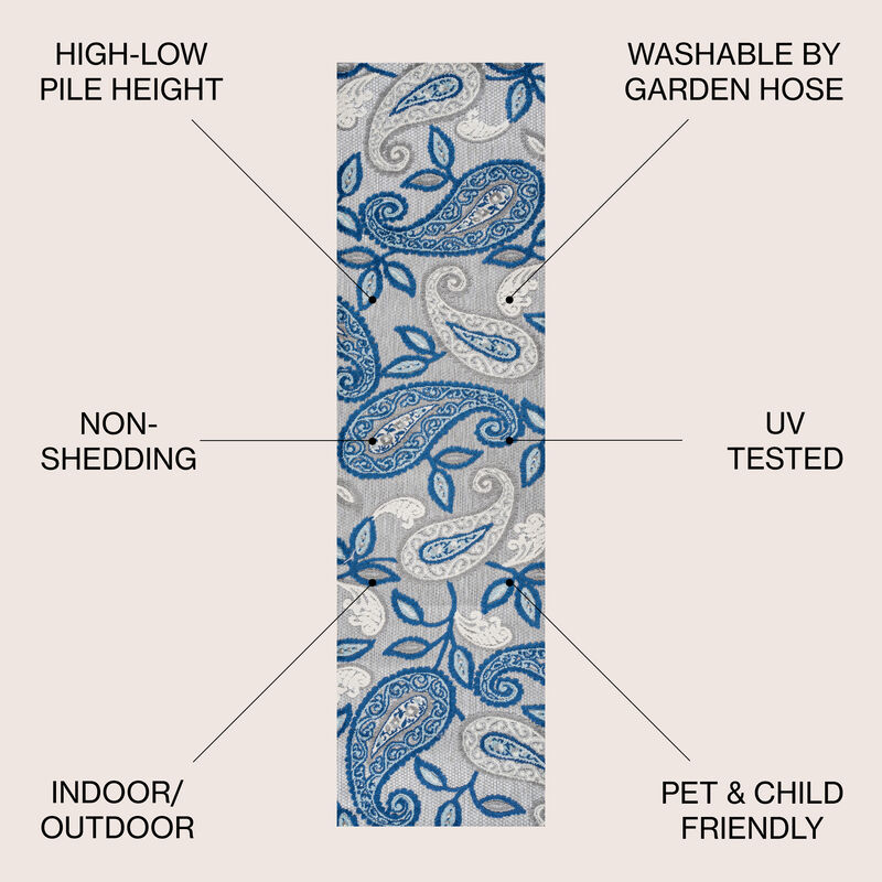 Julien Paisley High-Low Indoor/Outdoor Area Rug