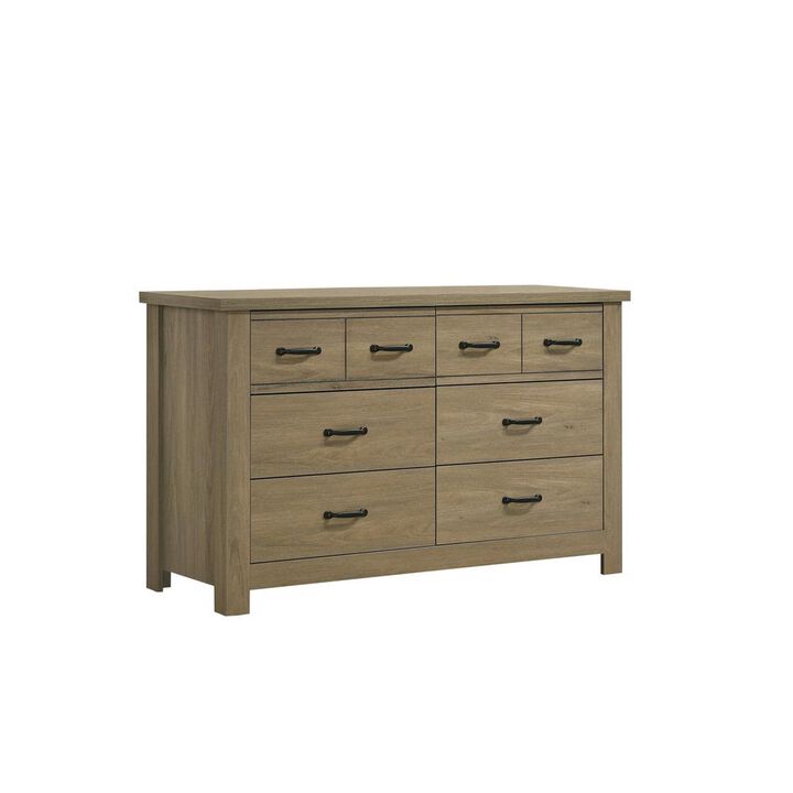 Lilola Home Finn Coffee Gray Oak Finish Dresser with 6 Drawers and Black Handles