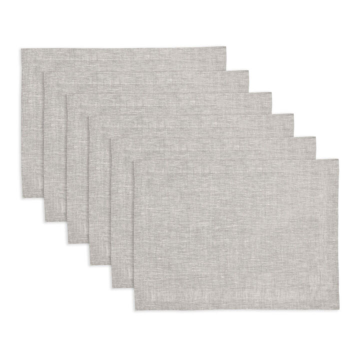 Solino Home 100% Pure Linen 14 x 19 Inch Placemats Set of 6 | Athena