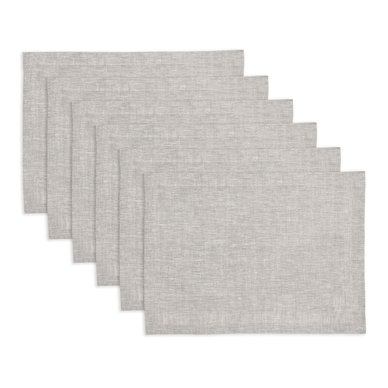 Solino Home 100% Pure Linen 14 x 19 Inch Placemats Set of 6 | Athena